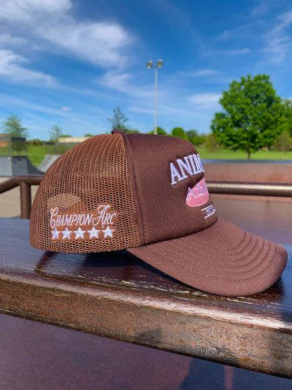 Athletics Logo Trucker Hat - Brown/Light Pink