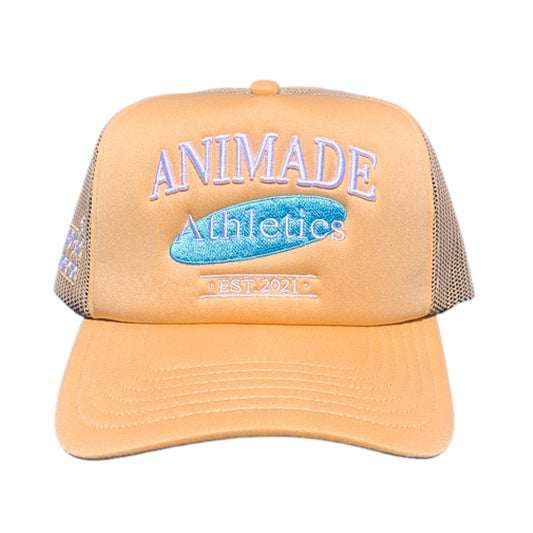 Athletics Logo Trucker Hat - Tan/Light Blue